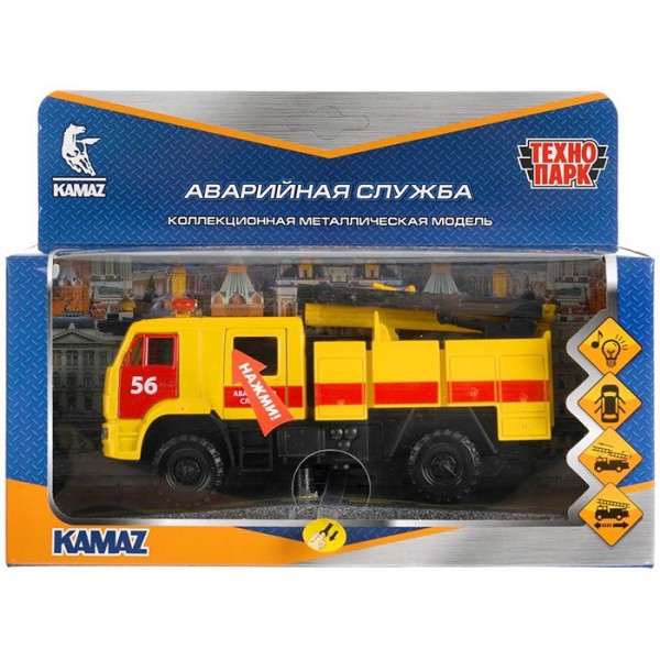 Модель KAM43502-15SLEM-YE КАМАЗ-43502 АВАРИЙНАЯ СЛУЖБА Технопарк  в коробке