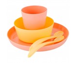 Набор детской посуды Lalababy Follow Me (тарелка, миска, стаканчик, 2 ложки) персиковая карамель LA160012040