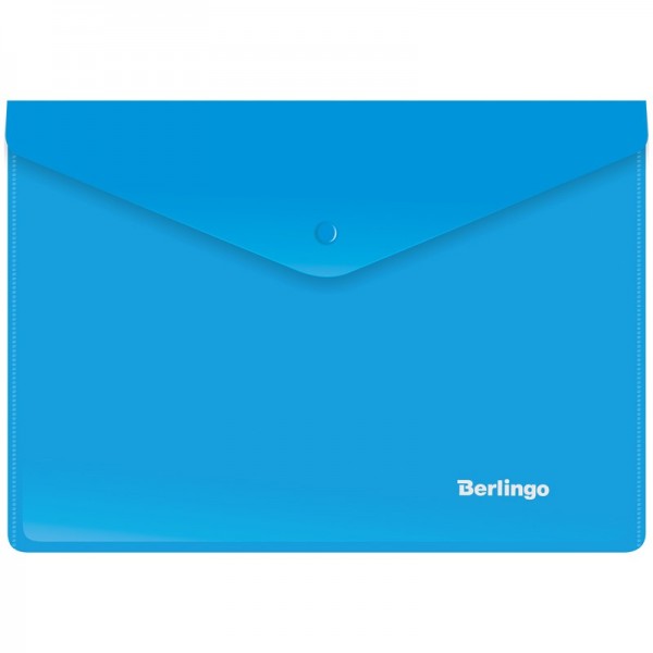 Папка-конверт на кнопке A5 180мкм, синя OBk_05002 Berlingo