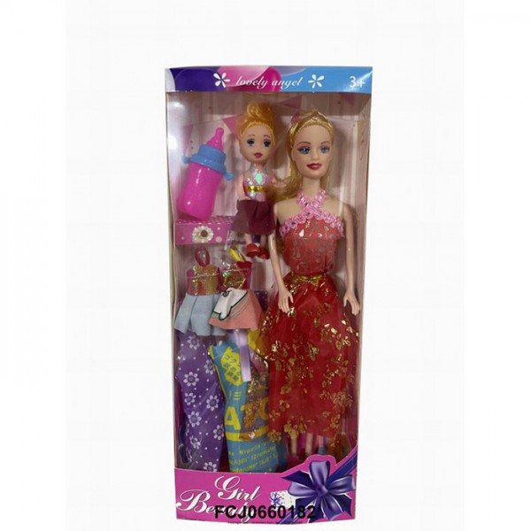 Кукла 021A-1YS с дочкой и платьями в кор.