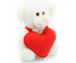 Мягкая игрушка Медвежонок Сильвестр белый 20/25 см  с красным флисовым сердцем 0913820-44