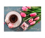 Набор для творчества Алмазная мозаика Кофе и тюльпаны 30*40 см с подрамником ASH018